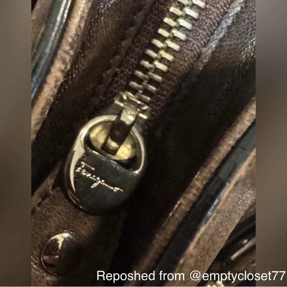 Salvatore Ferragamo Gancini Satchel in Brown Leather - Picture 7 of 16